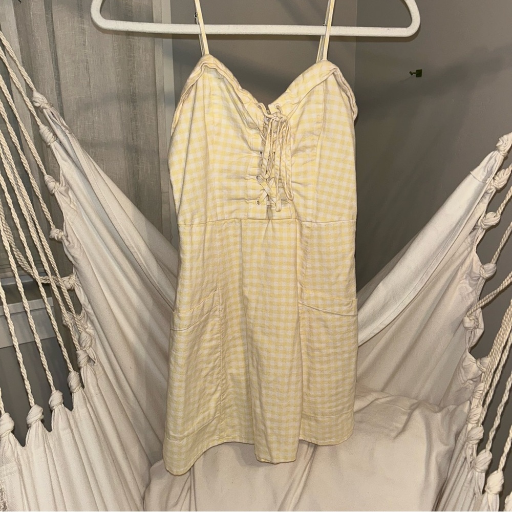Yellow Gingham Sundress with Spaghetti Straps